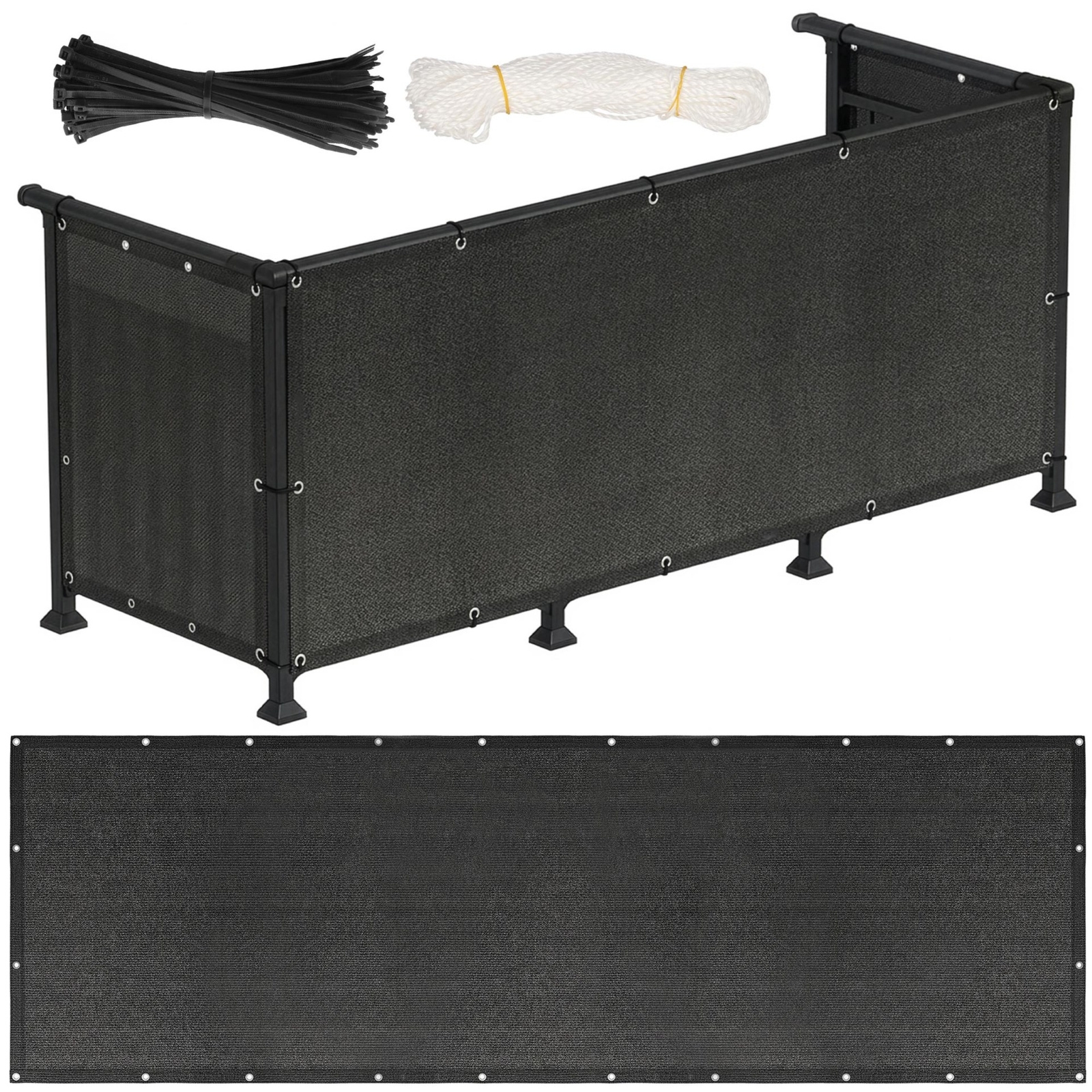 Osłona balkonowa, zacieniająca 95% 100x300 cm mata na balkon, maskująca, antracytowa