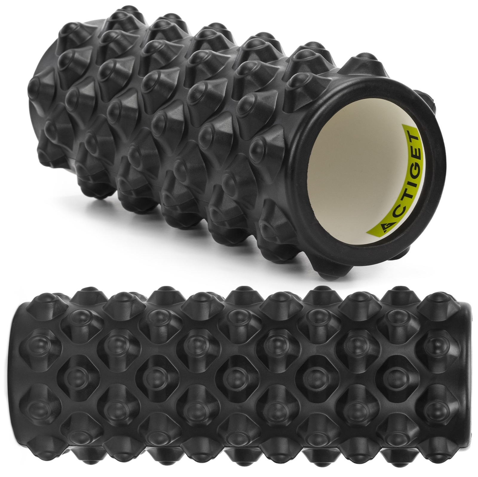 Roller fitness do masażu ciała, masażer piankowy wałek średnio twardy, czarny