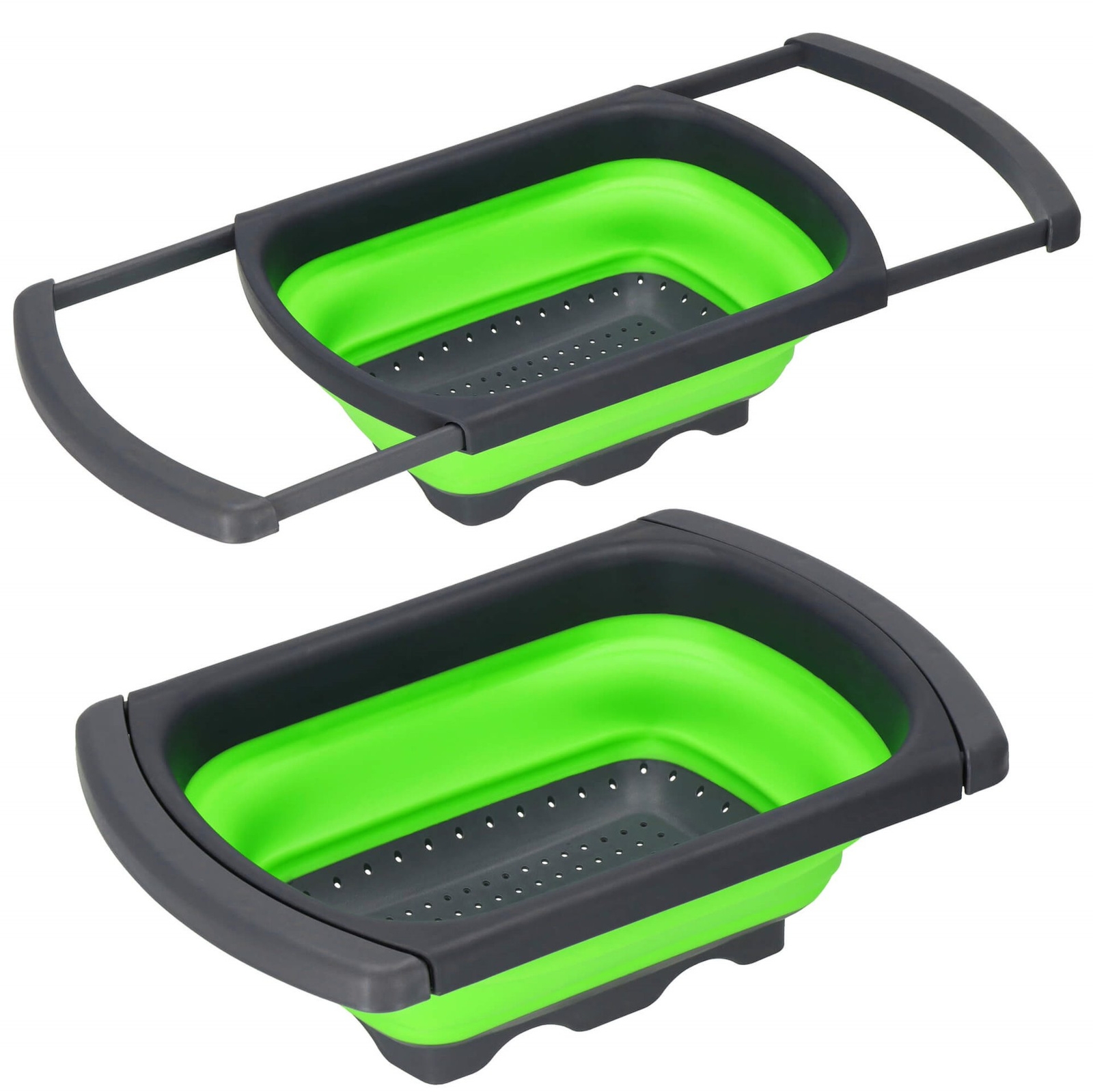 Kuchenny durszlak na zlew składany ociekacz silikonowy zielono-szary