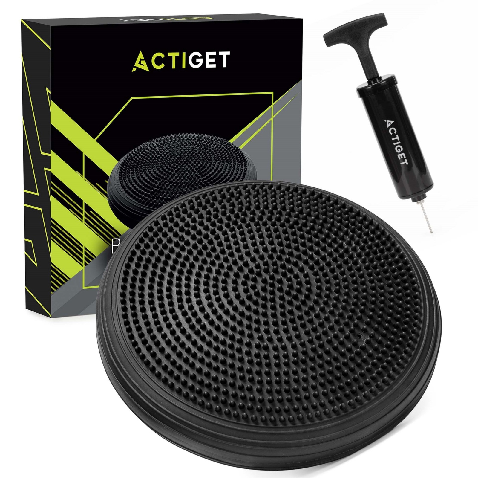 Poduszka sensomotoryczna z pompką, jeżyk dysk sensoryczny do siedzenia, ćwiczeń czarny