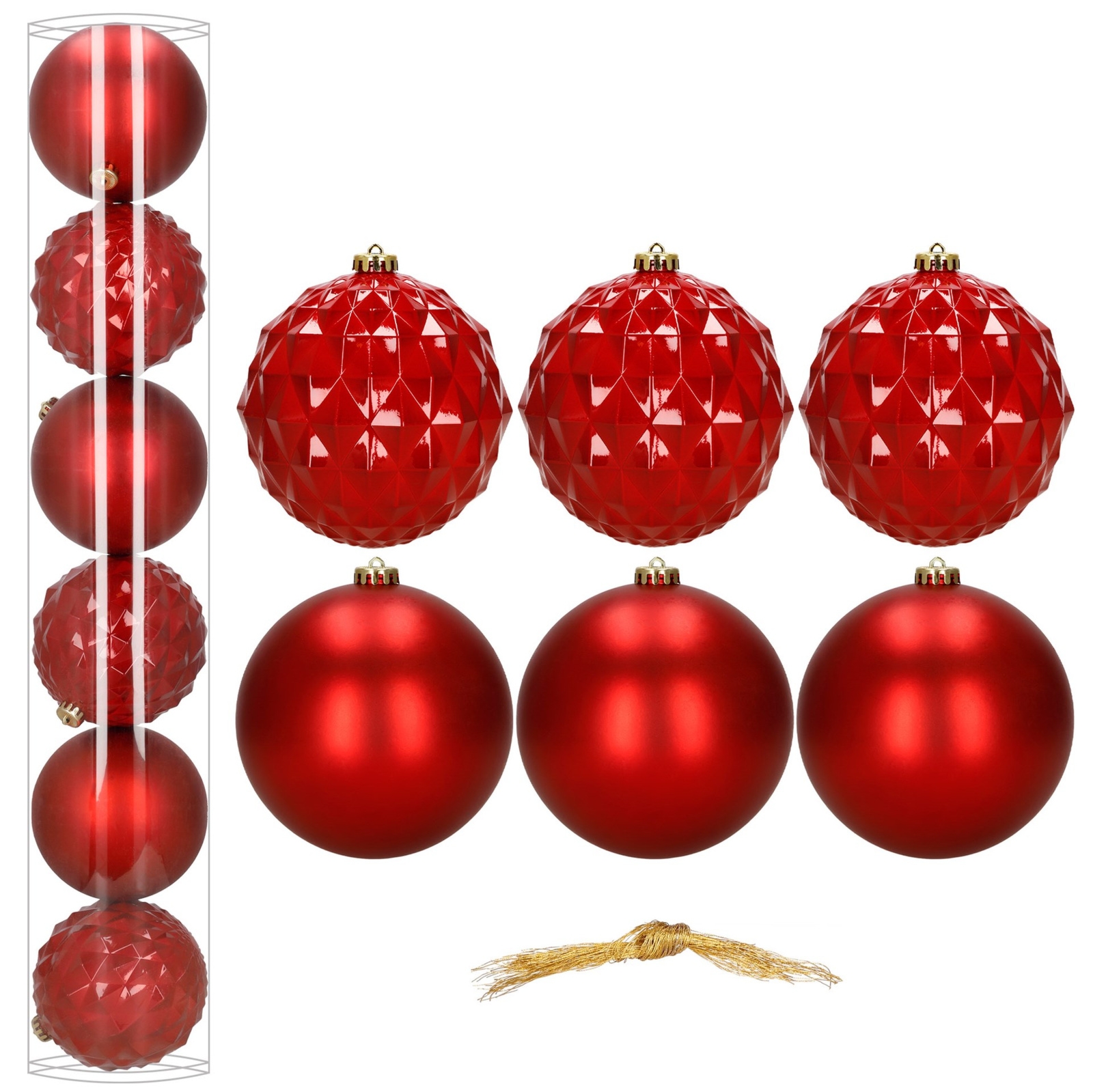 Bombki choinkowe, nietłukące 6 szt. dekoracje świąteczne 15 cm czerwone