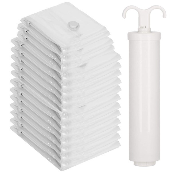 Worki próżniowe 15 szt. z pompką, torby na ubrania 2 rozmiary