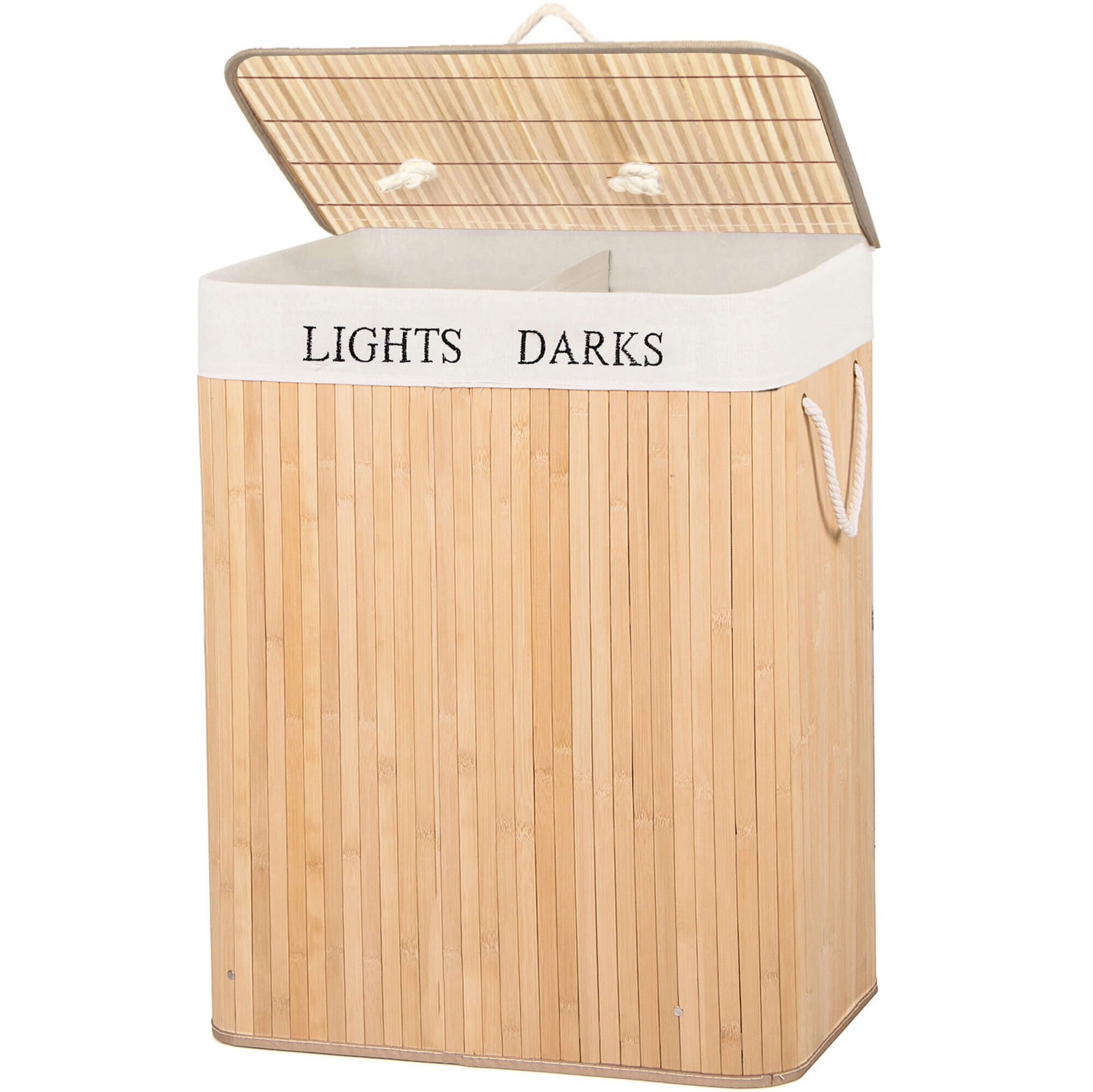 Bambusowy kosz na pranie 100 L z pokrywą organizer