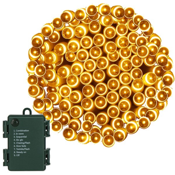 Lampki choinkowe 100 LED na baterię ciepły biały z programatorem