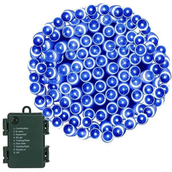 Lampki choinkowe 100 LED na baterię niebieska z programatorem