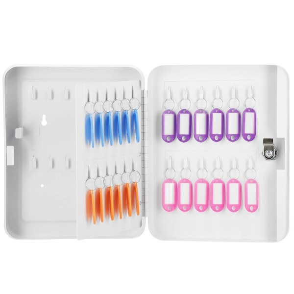 Skrzynka na klucze, metalowa 48 szt. zawieszek na klucze kasetka, sejf biały