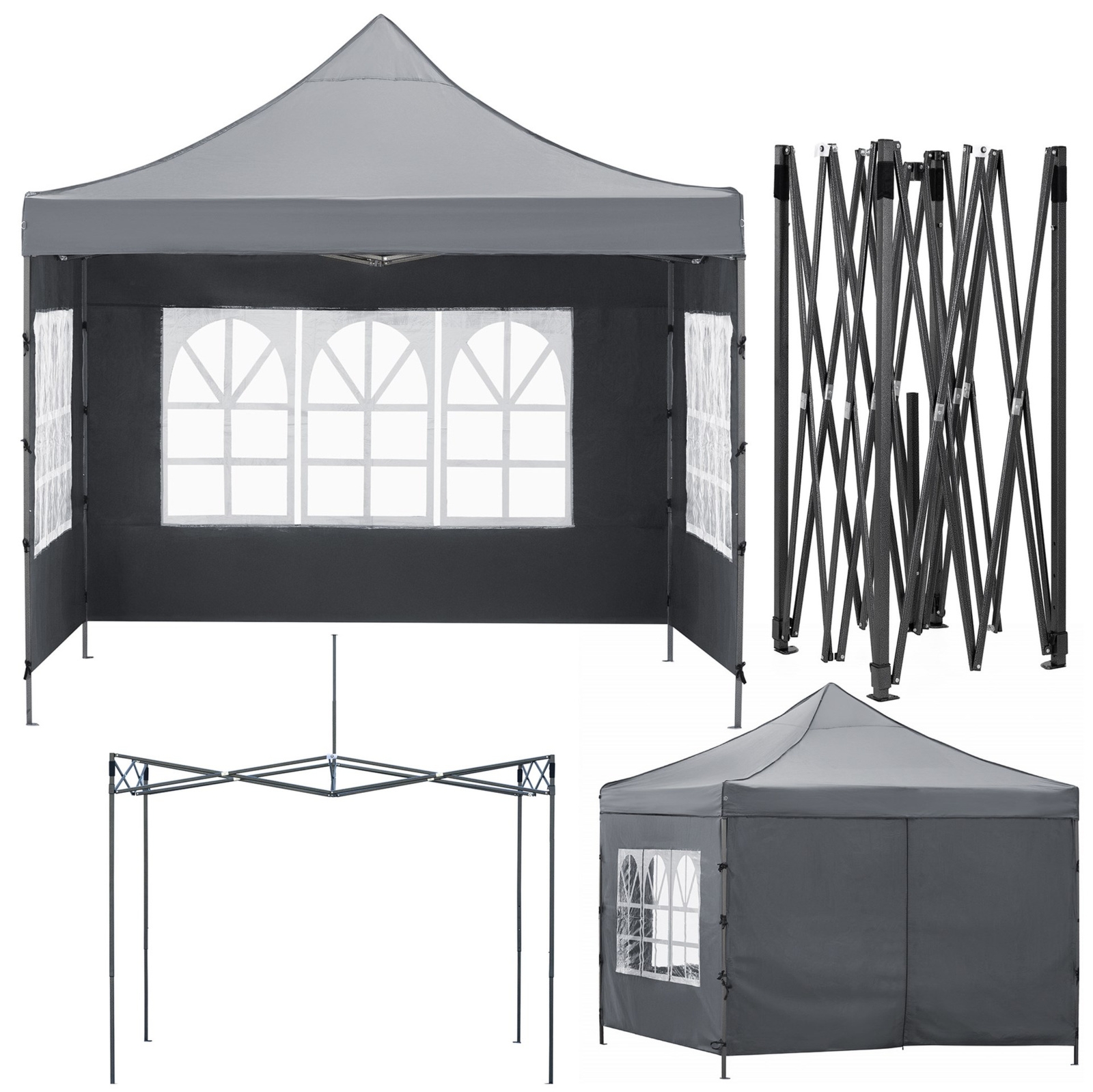 Pawilon handlowy 3x3 m namiot handlowy ekspresowy na imprezy, targ, catering, ciemnoszary