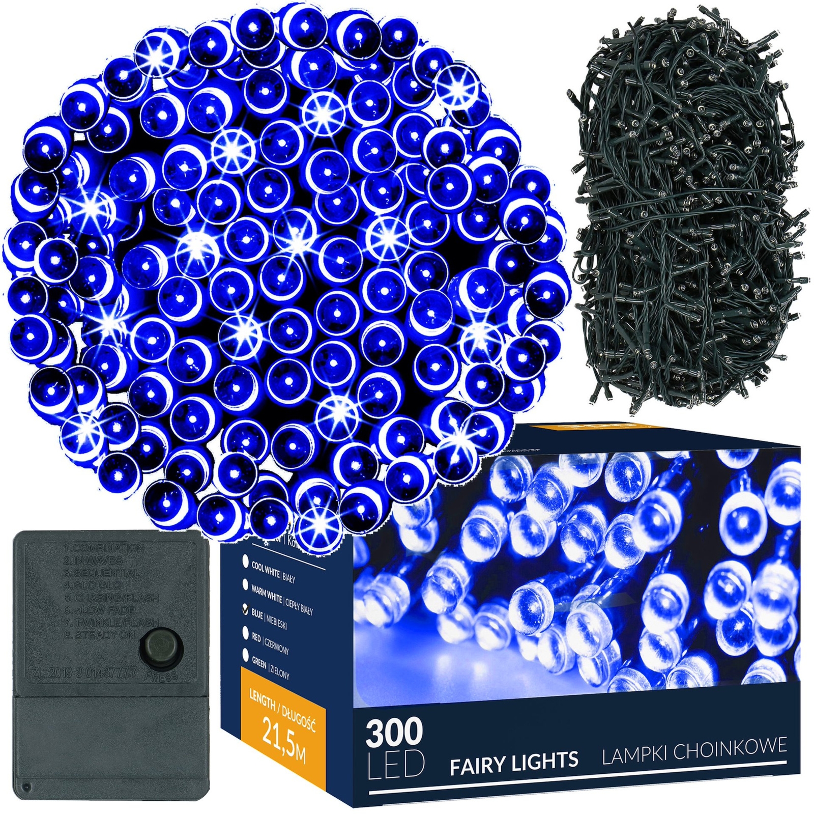 Lampki świąteczne 300 Led niebieskie 21,5 m oświetlenie choinkowe