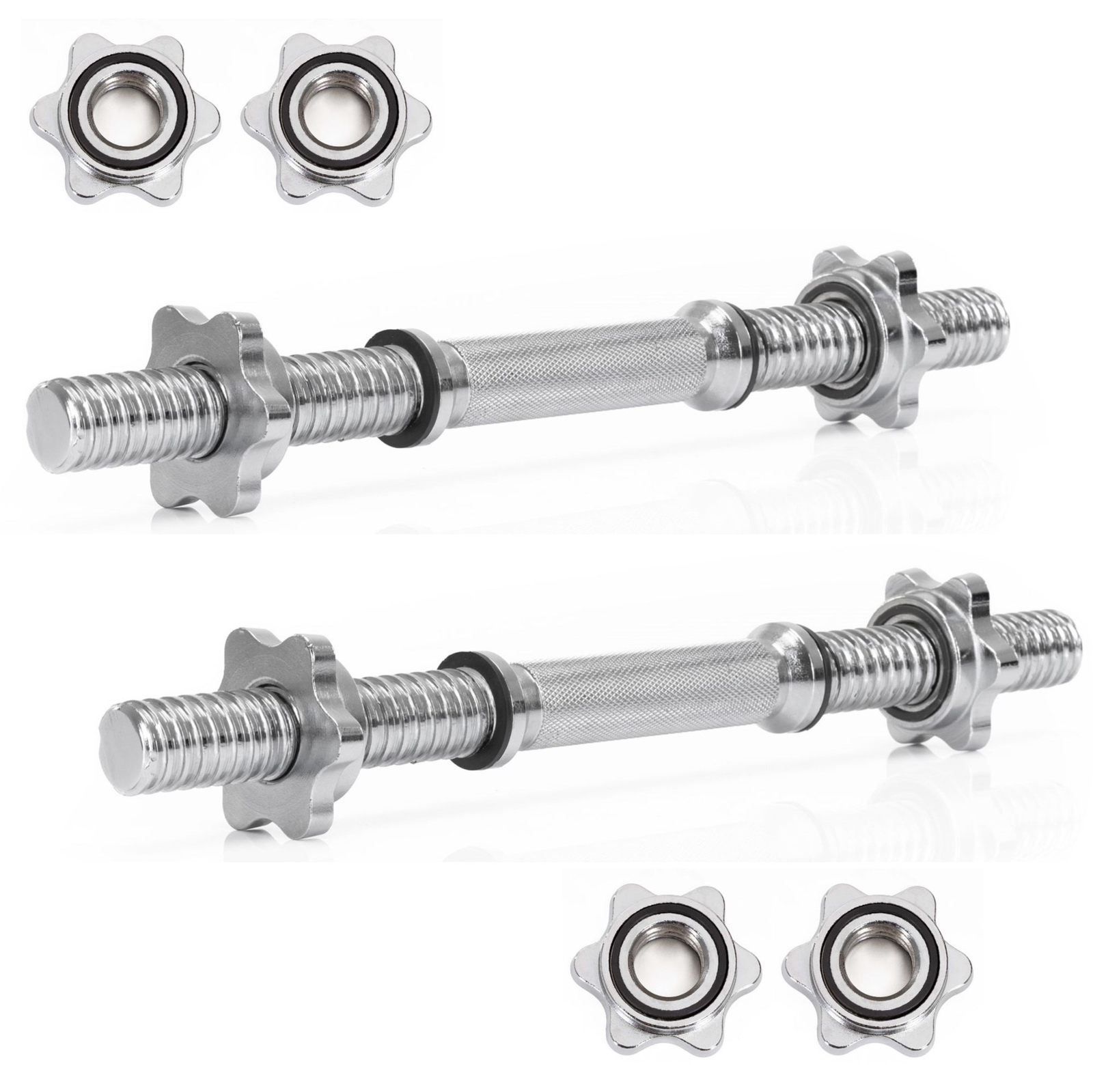 Zestaw 2 szt. gryf krótki 40 cm do treningu siłowego, do hantli 28 mm stal chromowana