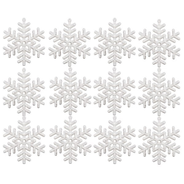Zawieszki choinkowe białe śnieżynki na choinkę 8,5 cm 12 szt.
