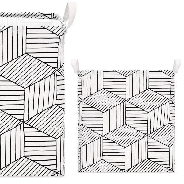 Kosz do przechowywania pojemnik na zabawki ubrania biało-czarny