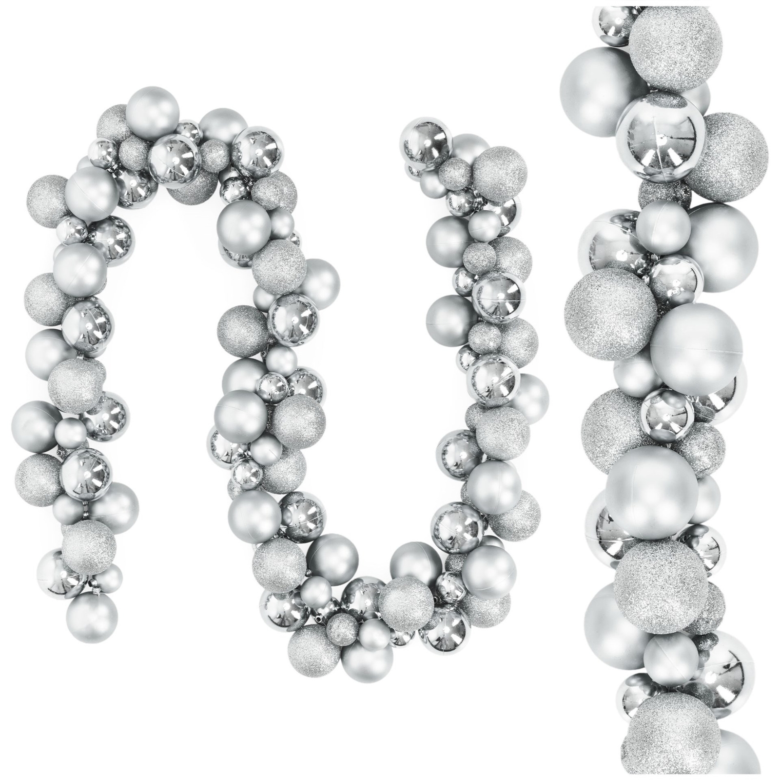 Girlanda z bombek, świąteczna 160 cm łańcuch na choinkę, srebrne