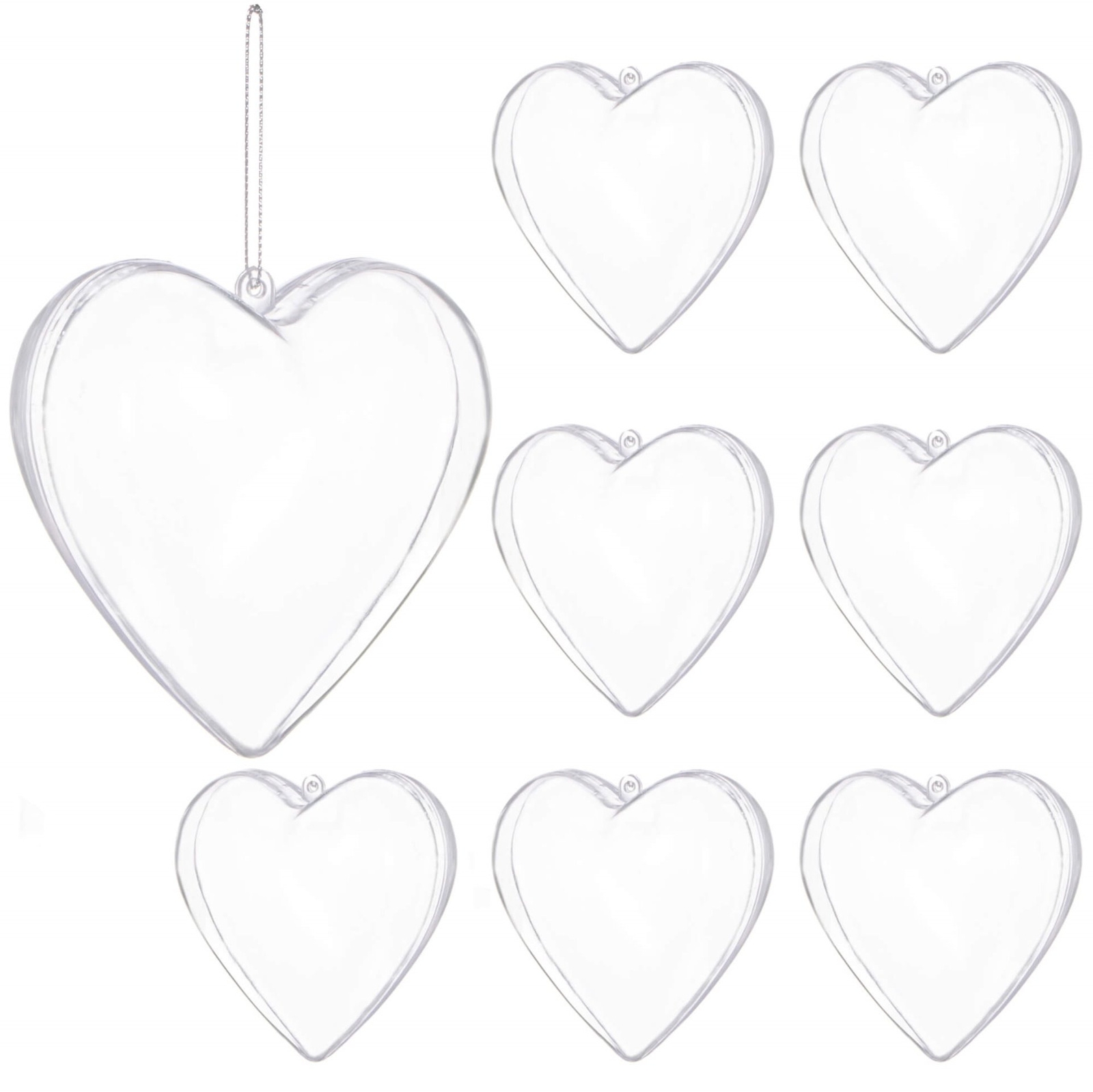 Bombki akrylowe 12cm serce plastikowe decoupage zestaw 8 szt.