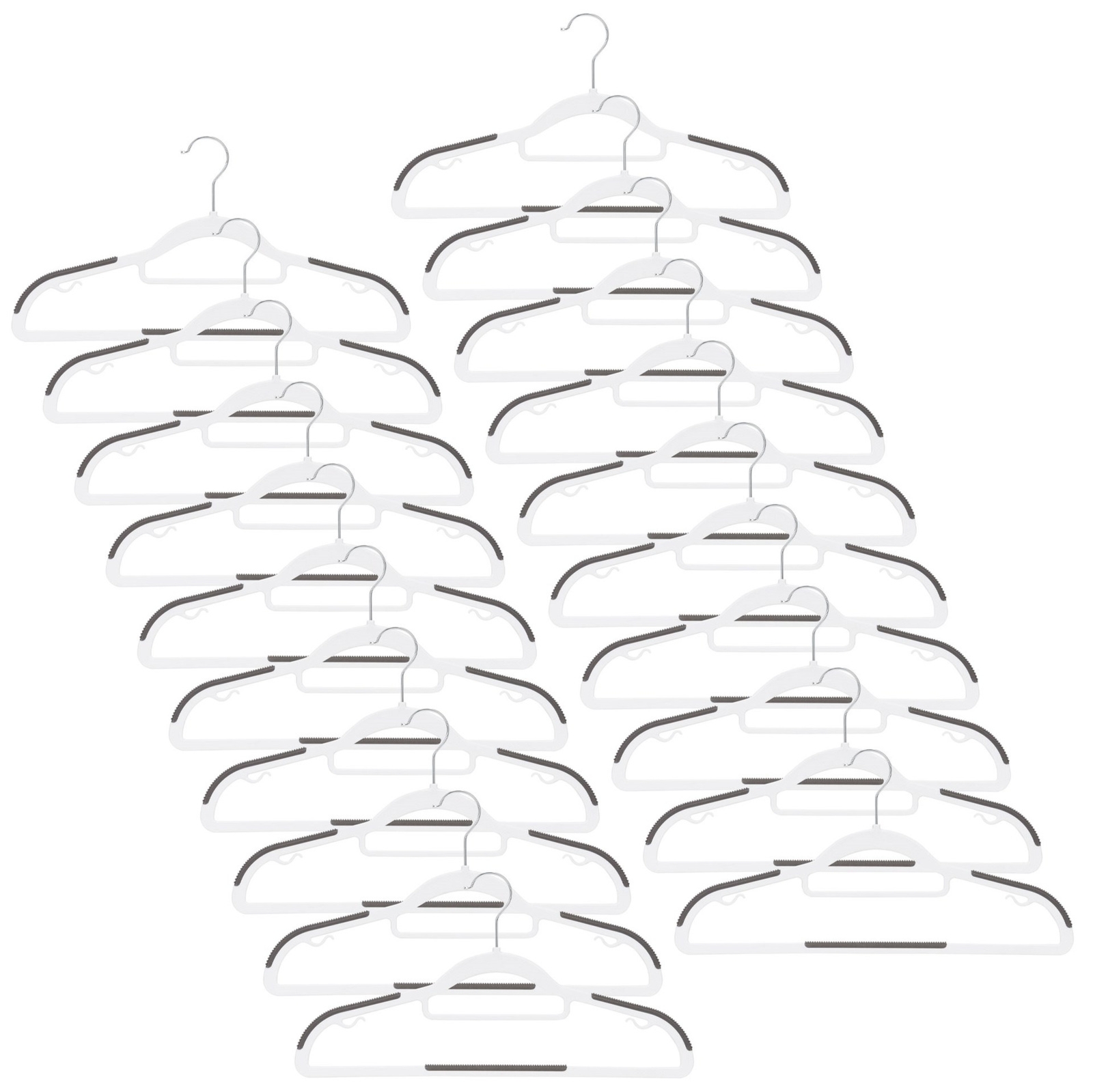 Wieszaki na ubrania, plastikowe zestaw 20 szt. antypoślizgowe szaro-białe