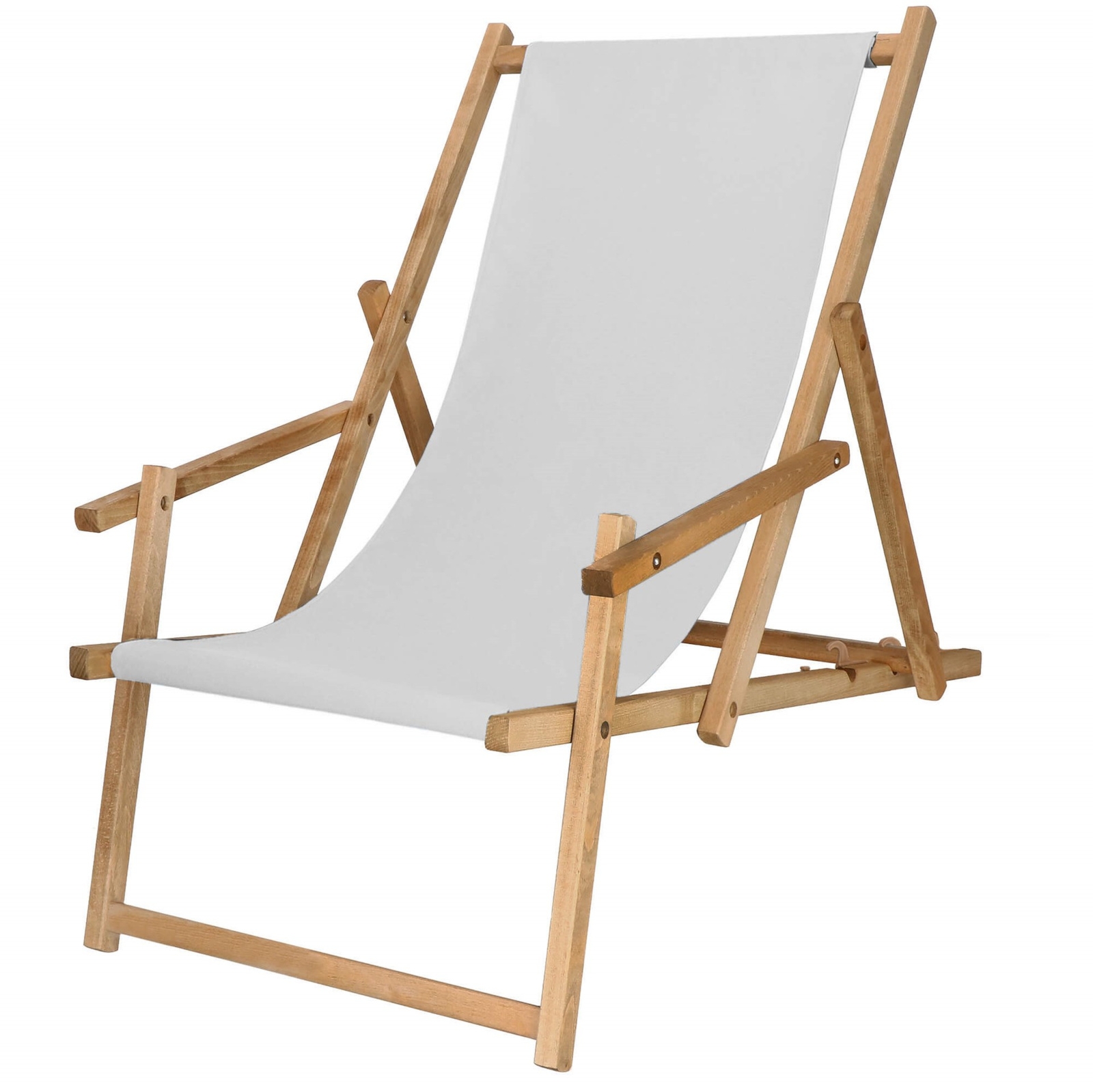 Leżak plażowy, drewniany z 3-stopniową regulacją, do ogrodu, jasny szary