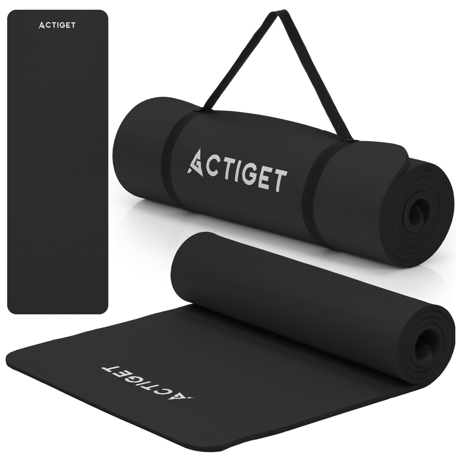 Mata do jogi, ćwiczeń fitness antypoślizgowa 183x61 cm materac do pilates, czarny