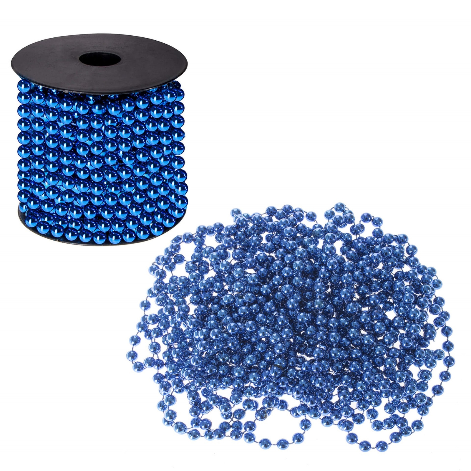 Łańcuch na choinkę perły koraliki 10m 7 mm niebieski