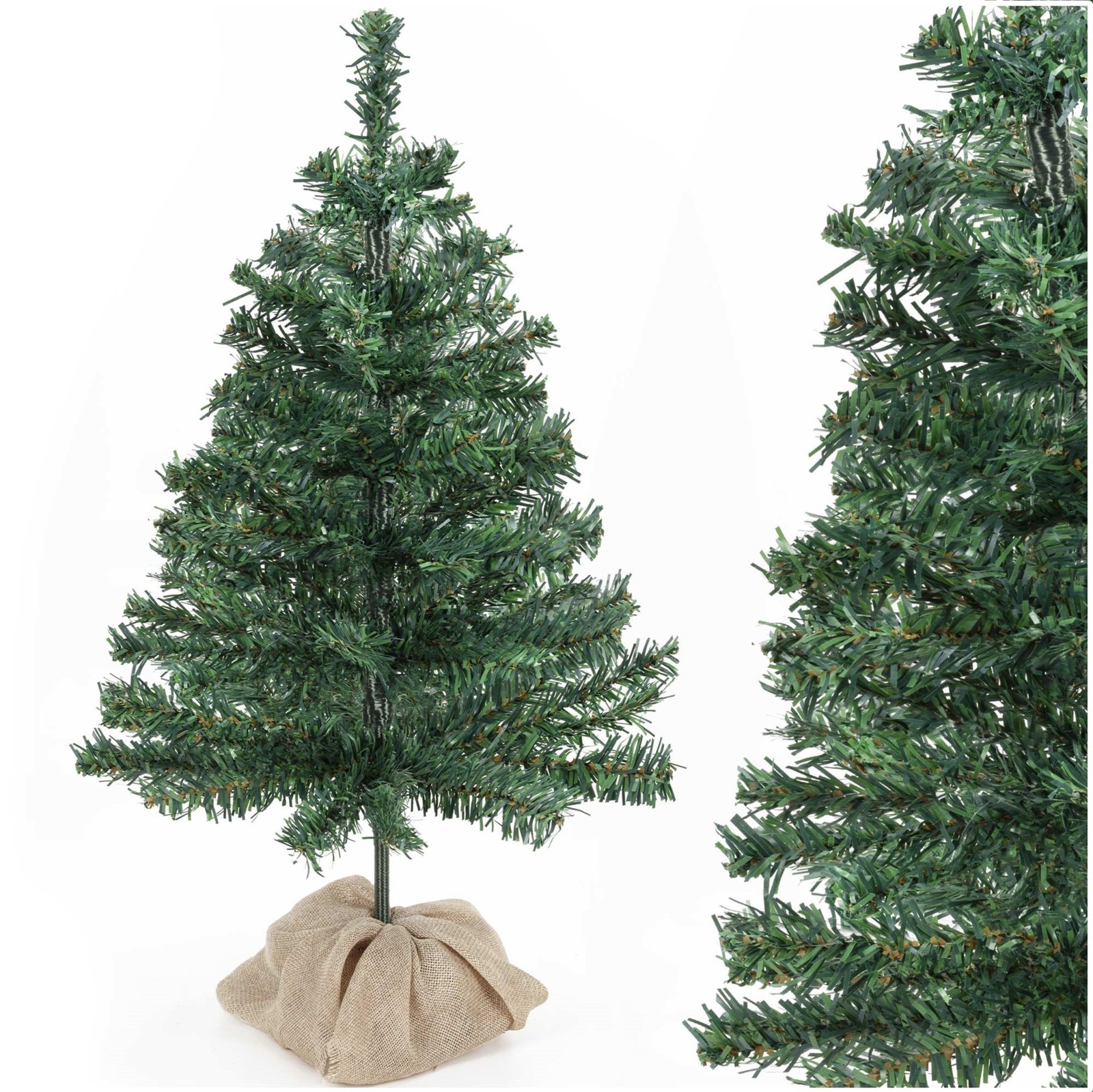 Mała choinka sztuczna 60 cm sosna naturalna z jutą na stolik, biurko mini ozdoba