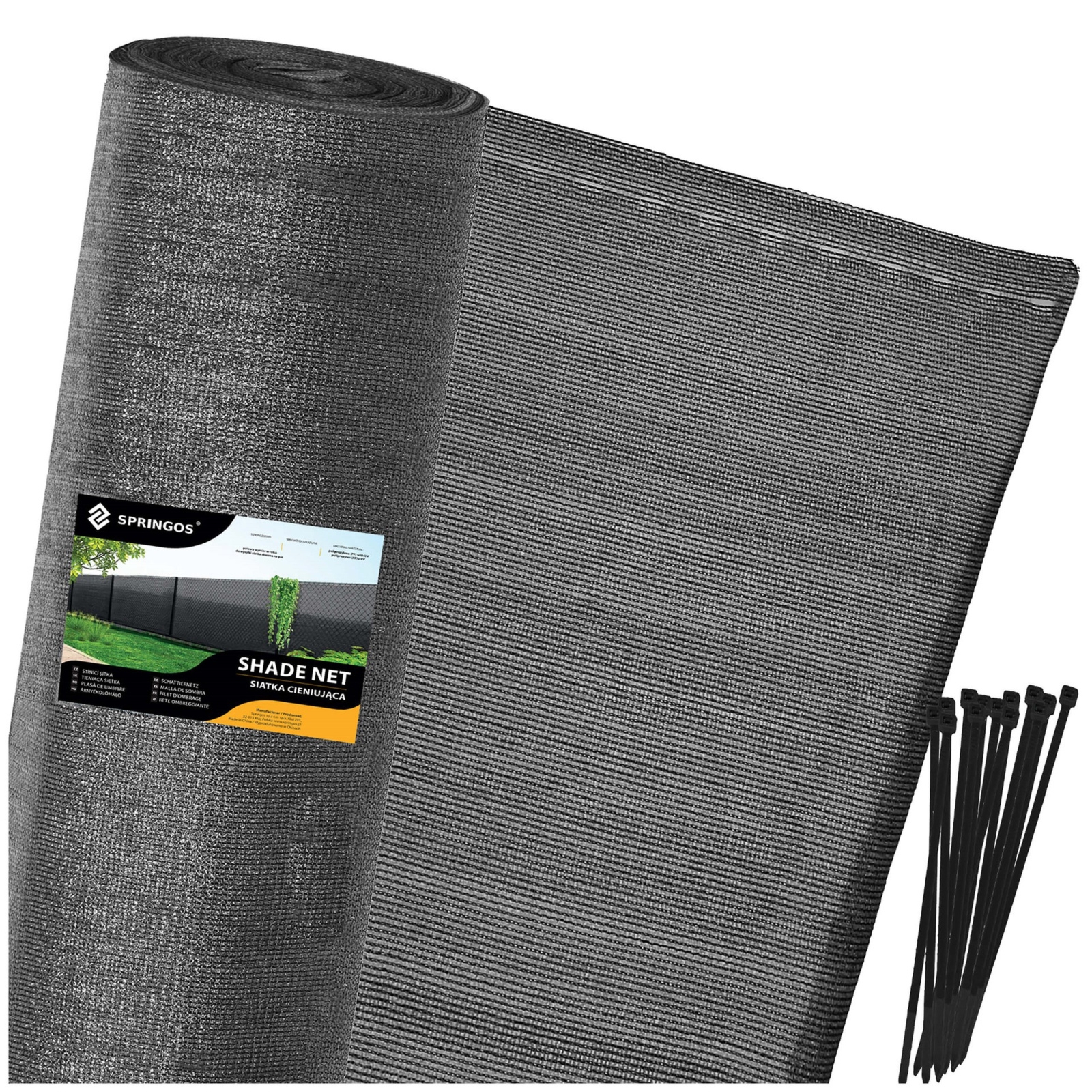 Siatka cieniująca 90% 1,2x25 m osłona na ogrodzenie jasny antracyt 100 szt. opasek