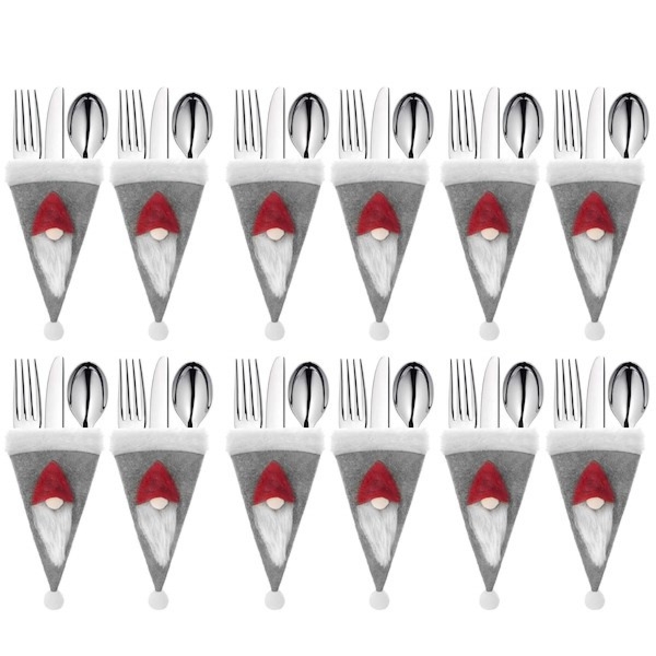 Kieszonka na sztućce 12szt. świąteczne etui, czapka szara ozdoba świąteczna