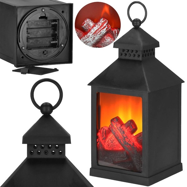 Lampion LED z efektem płomienia 10,5x10,5x22,5 cm kominkowa latarnia świąteczna