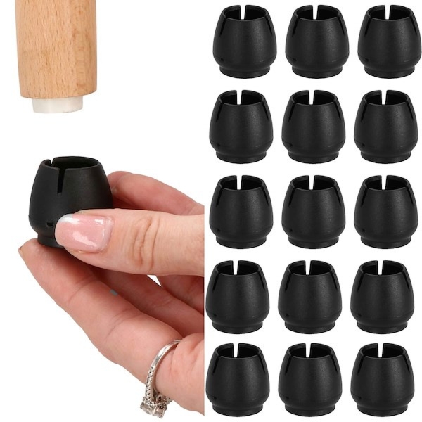 Nakładki silikonowe na nogi krzesła 16 szt. czarne ochronne nasadki 17-21 mm