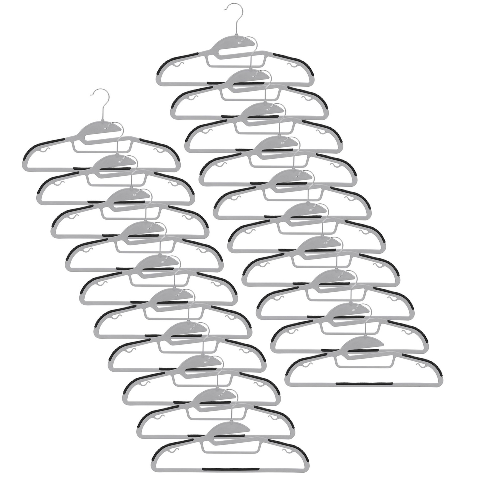 Wieszaki na ubrania, plastikowe zestaw 20 szt. antypoślizgowe szaro-czarne