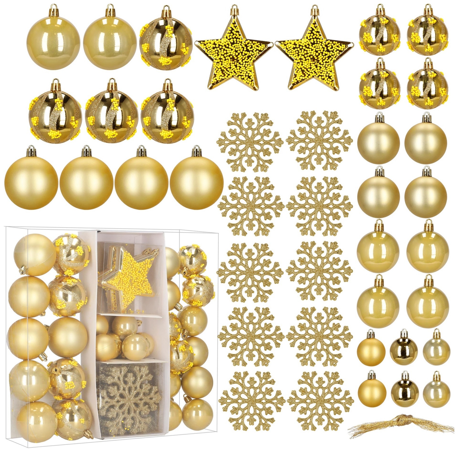 Bombki choinkowe 40 szt. komplet ozdób świątecznych zawieszki nietłukące, złote
