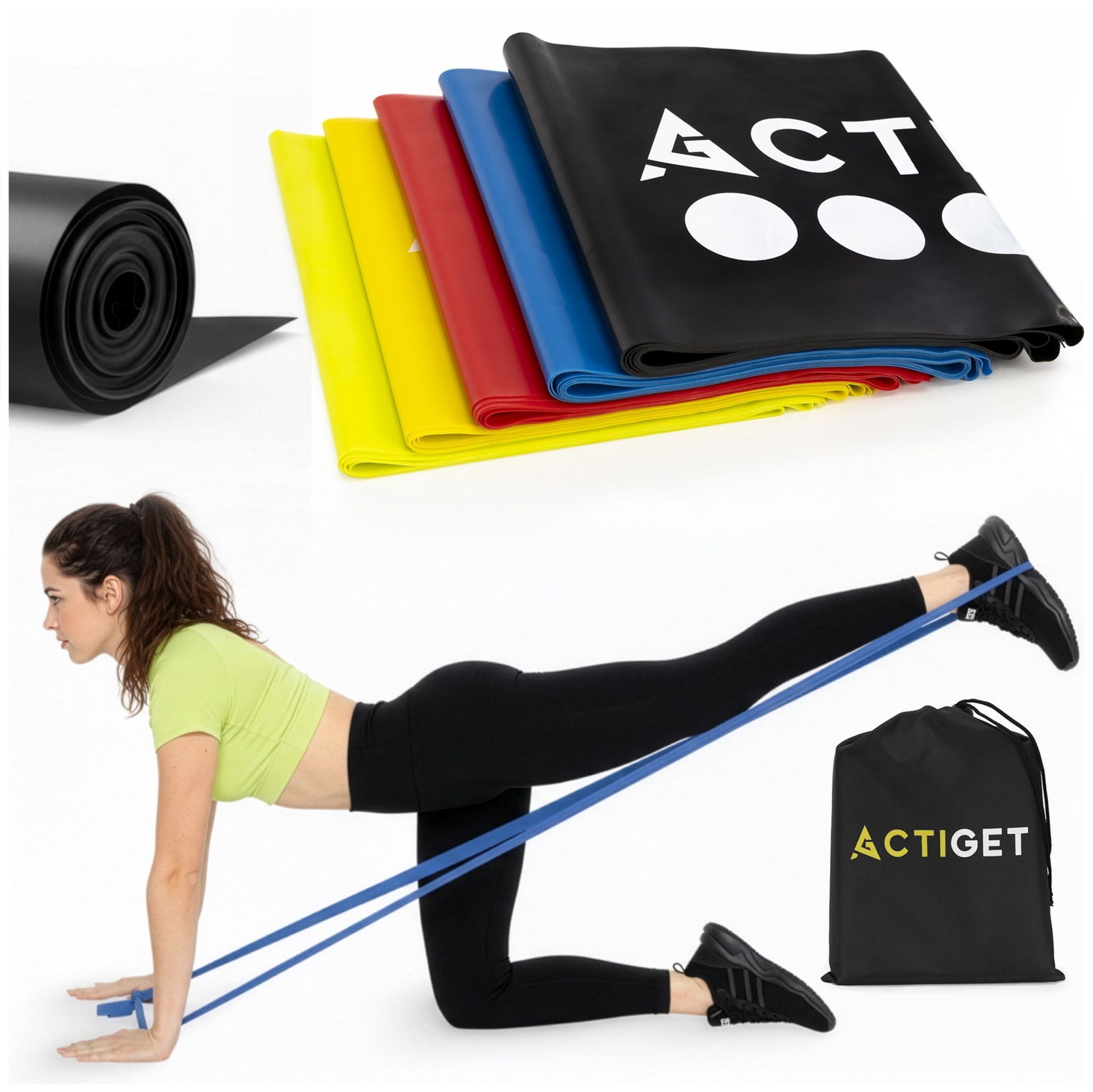 Taśmy oporowe do ćwiczeń komplet 5 szt. opór 1-15 kg gumy fitness rehabilitacyjne