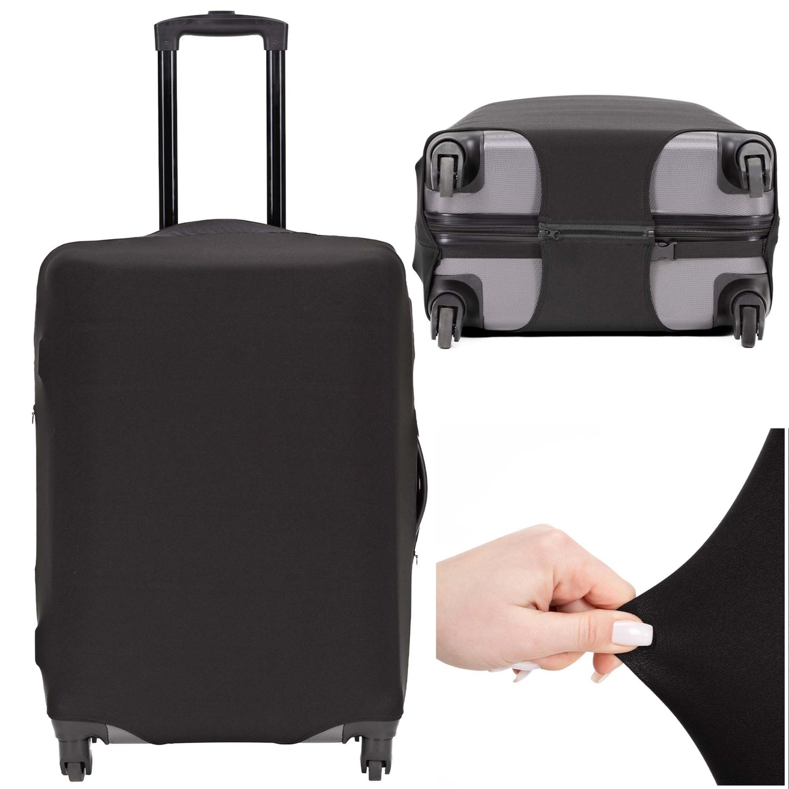 Pokrowiec na walizkę elastyczny ochraniacz etui na bagaż rozm. M czarne