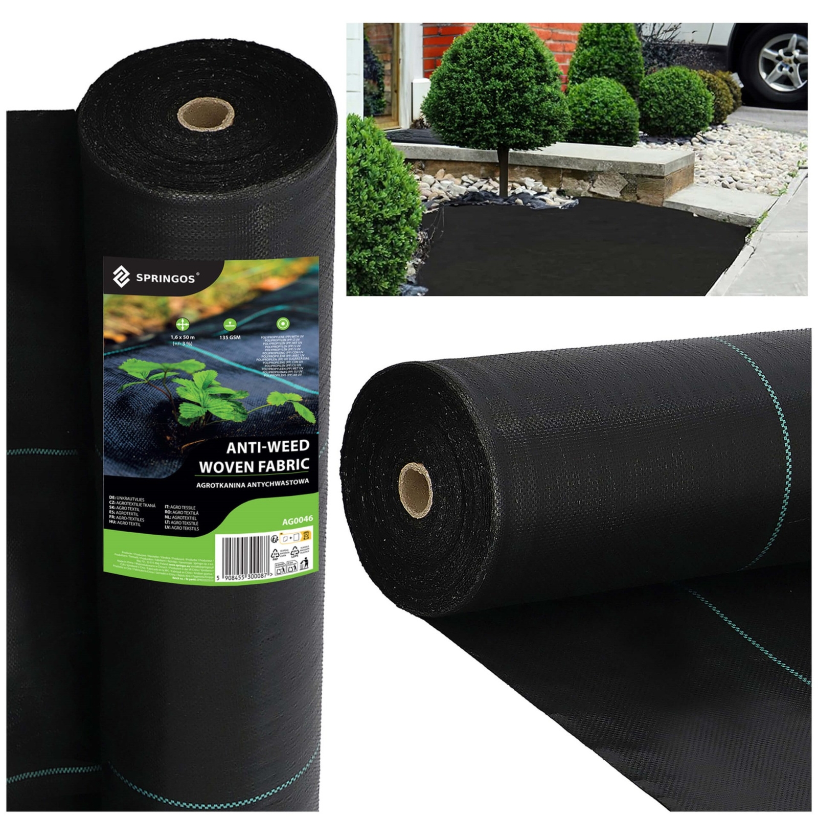 Agrowłóknina mata antychwastowa 1,6m x 50m agrotkanina czarna 135 g/m2