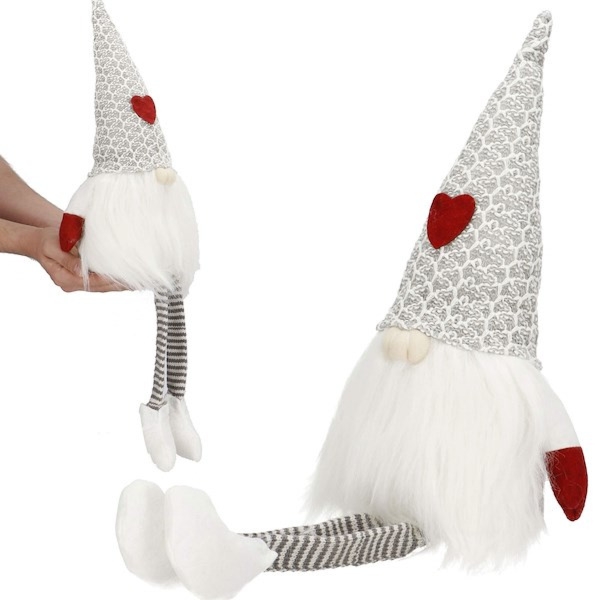 Skrzat 40 cm ozdoba świąteczna, siedzący krasnal świąteczny, gnom