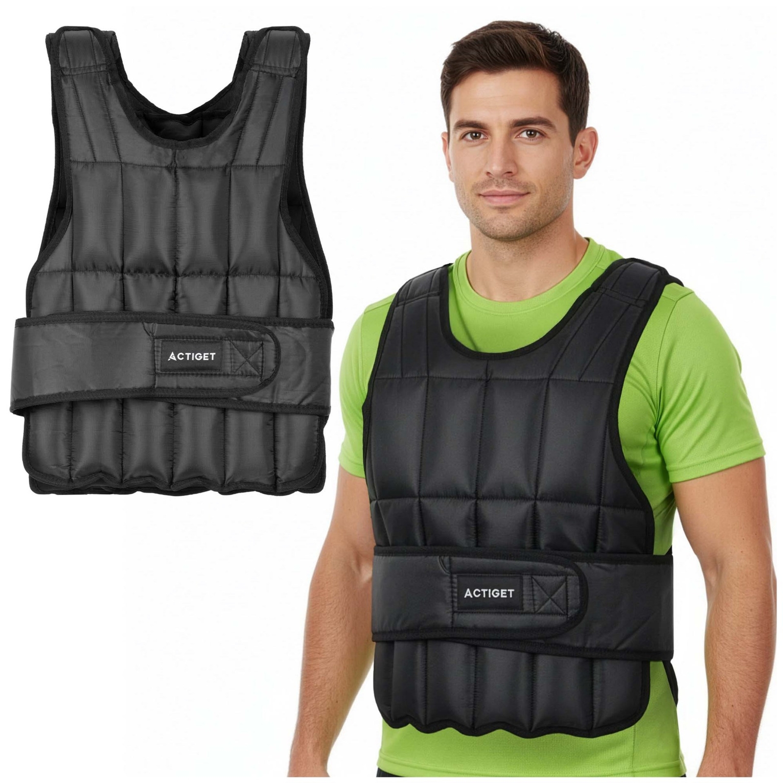 Kamizelka z obciążeniem, regulowana 10 kg treningowa do ćwiczeń siłowych, biegania, czarna