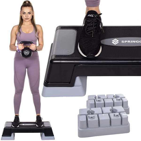 Step do ćwiczeń 3-stopnie czarno-szary