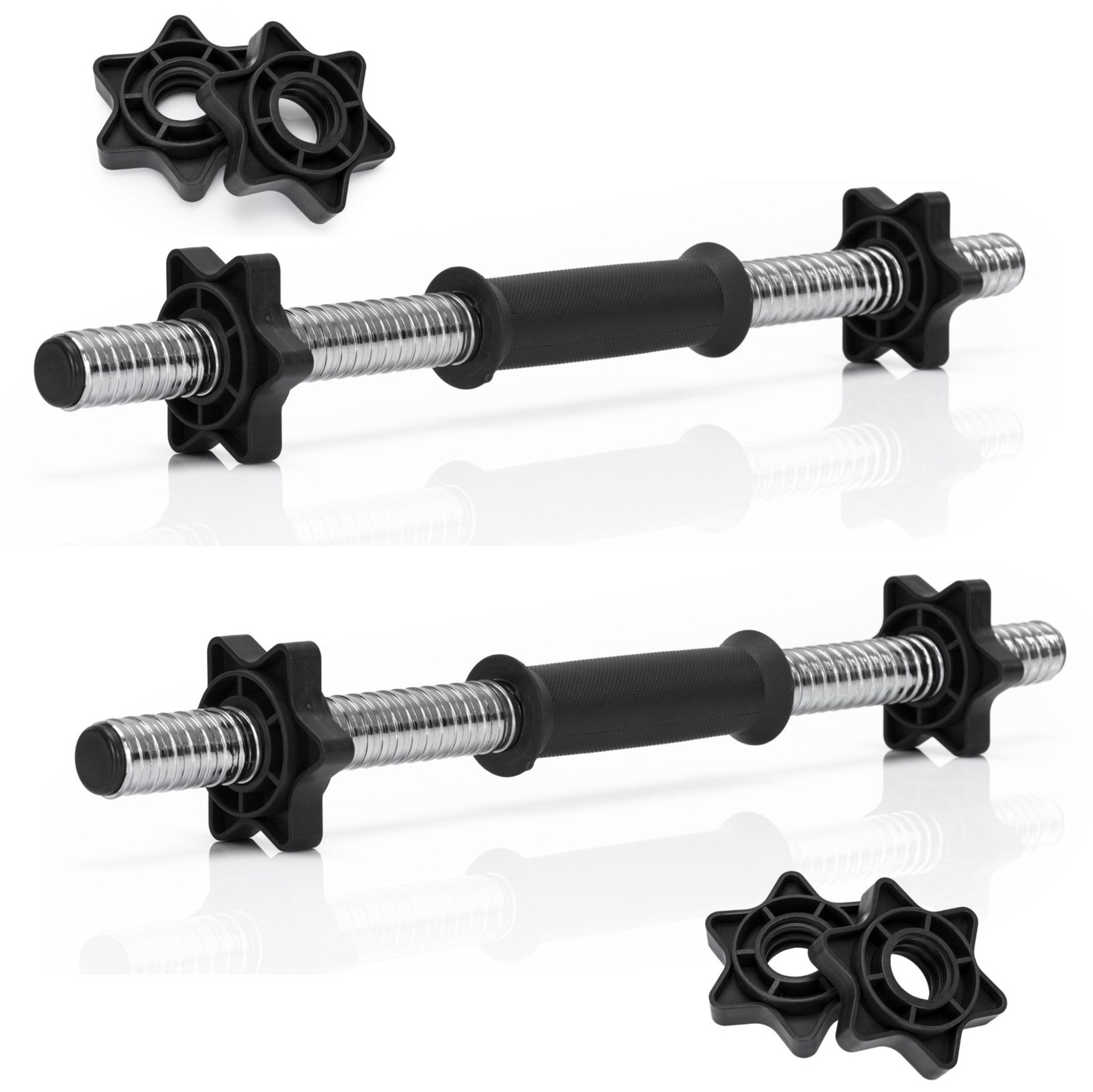 Zestaw 2 szt. gryf krótki 45 cm do treningu siłowego, do hantli 25 mm stal chromowana