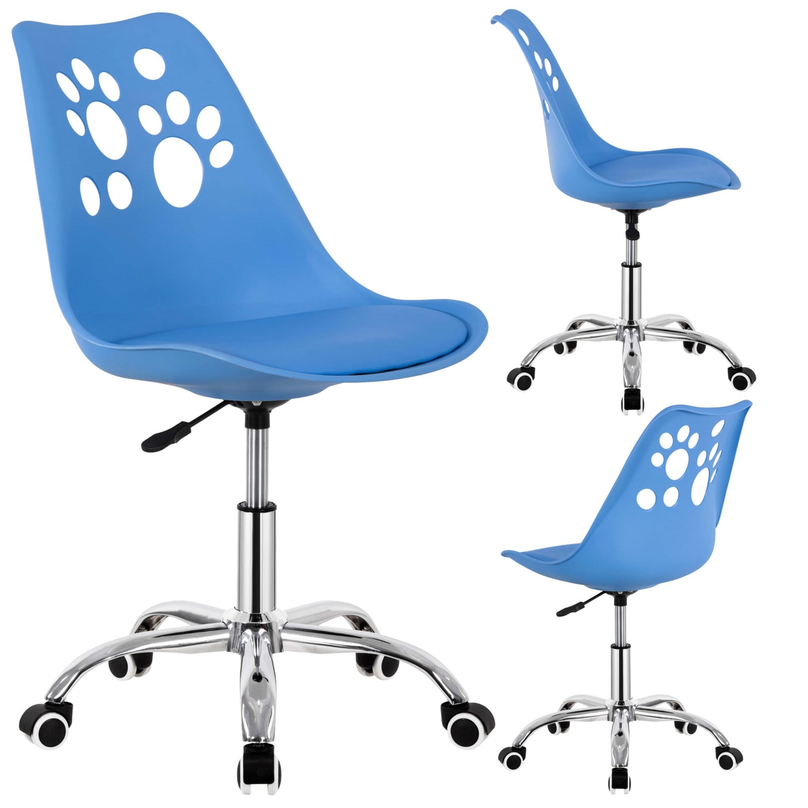 Krzesło obrotowe, ergonomiczny fotel na kółkach dla dzieci, ucznia niebieskie