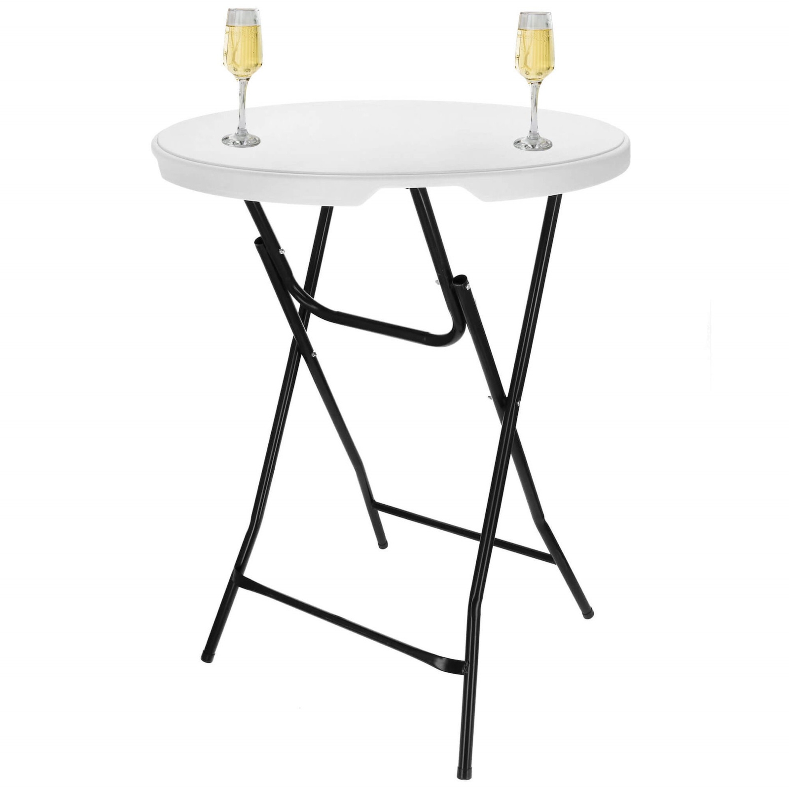 Stół bankietowy okrągły 110x80 cm koktajlowy okrągły stolik składany biało-czarny