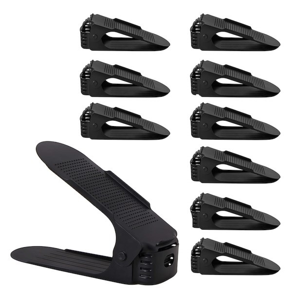 Czarny organizer na buty z 3-poziomową regulacją zestaw 10 szt.