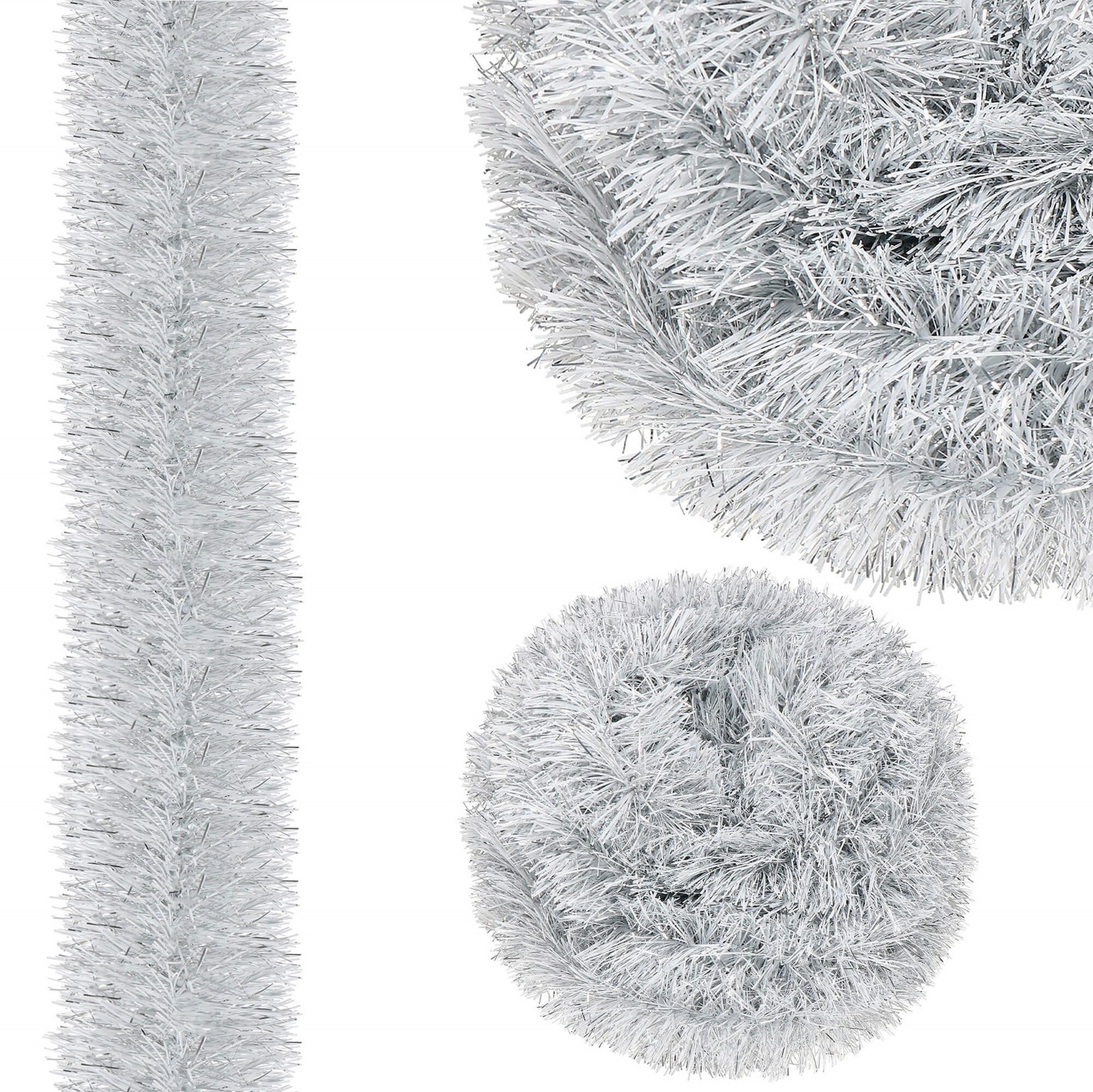 Łańcuch choinkowy 6m srebrny, girlanda na choinkę, średnica 7cm