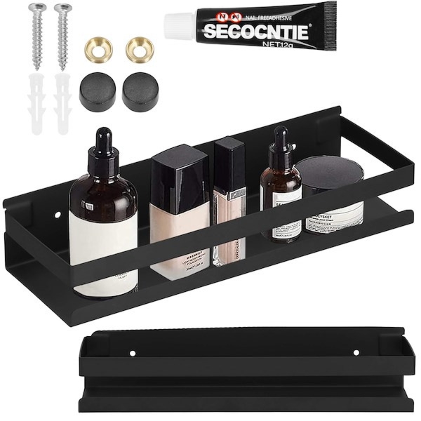 Półka łazienkowa wisząca pod prysznic 30x10 cm stal nierdzewna loft czarna