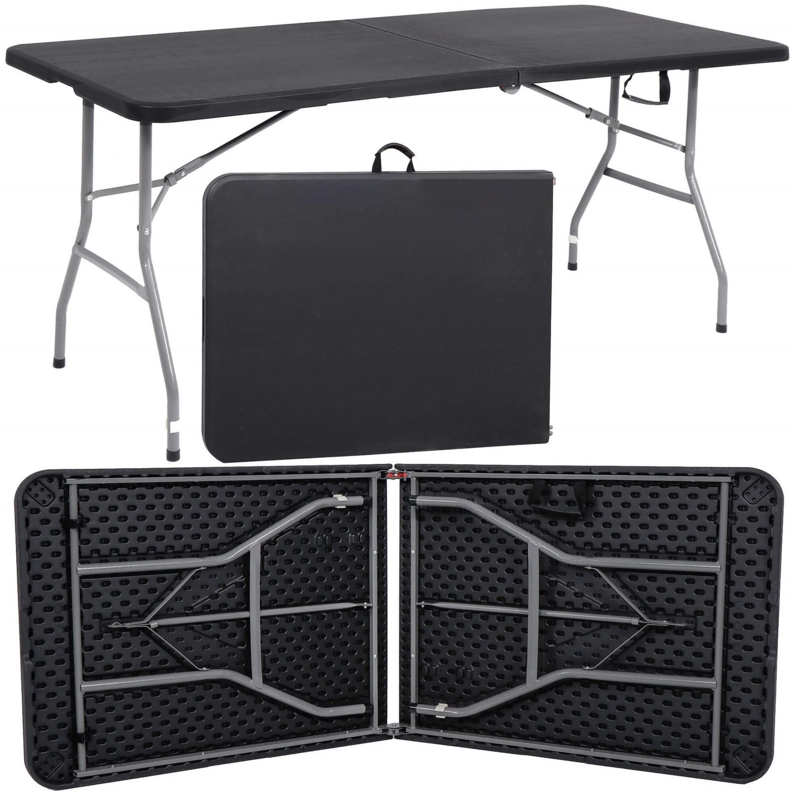 Stół cateringowy 180 cm bankietowy składany w walizkę stolik ogrodowy, turystyczny czarny
