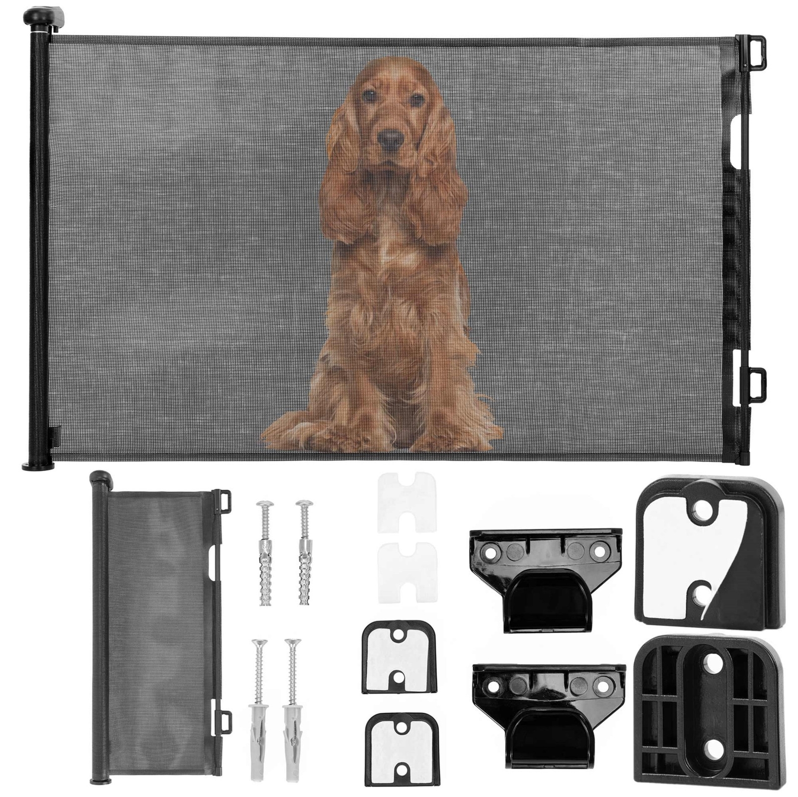 Barierka zabezpieczająca na schody 80 cm roleta do drzwi zwijana ochronna czarna