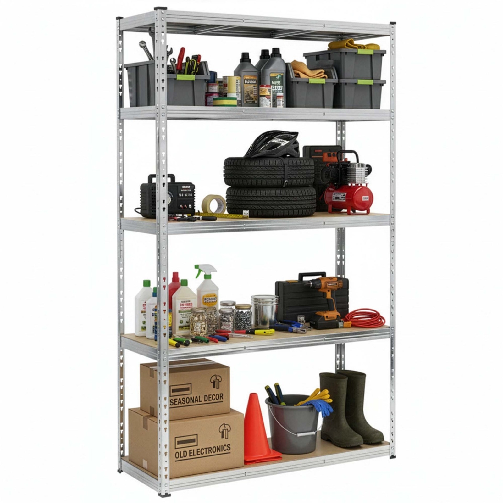 Regał magazynowy 205x120x45 cm 1000 kg 5 półek metalowy garażowy do spiżarni regulowany