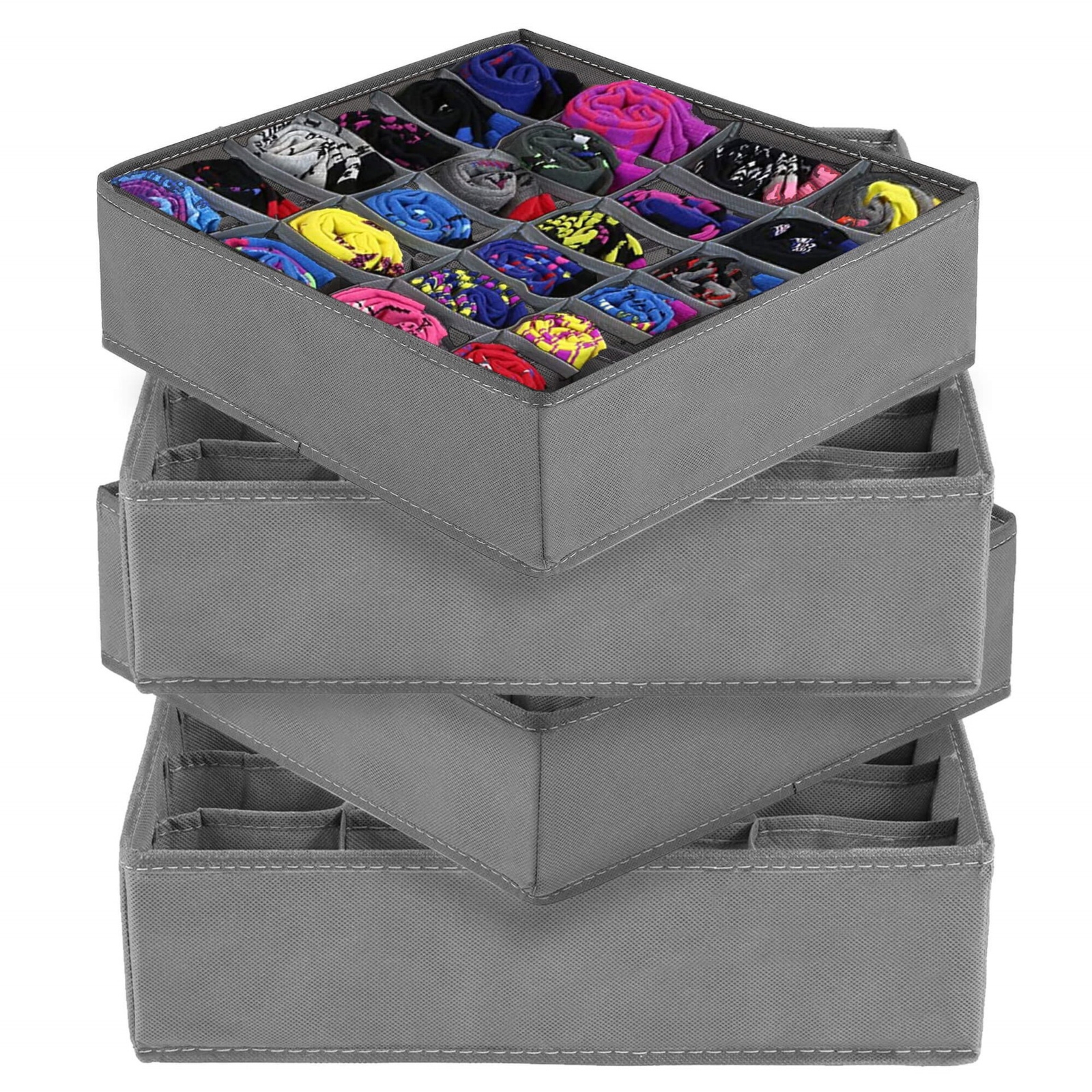 Organizer do szuflady na bieliznę zestaw 4 szt. pudełka z 24 przegródkami szare