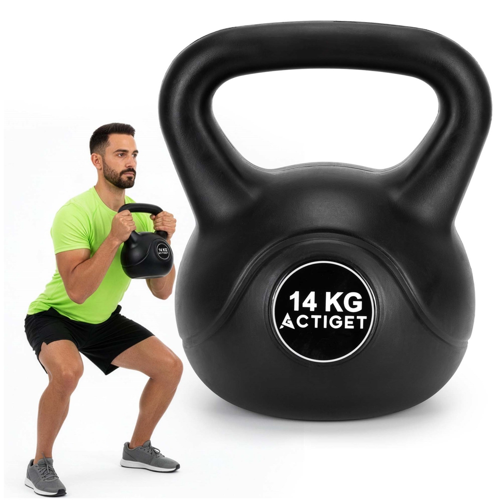 Kettlebell do ćwiczeń 14 kg hantla, odważnik treningowy ABS kula czarna