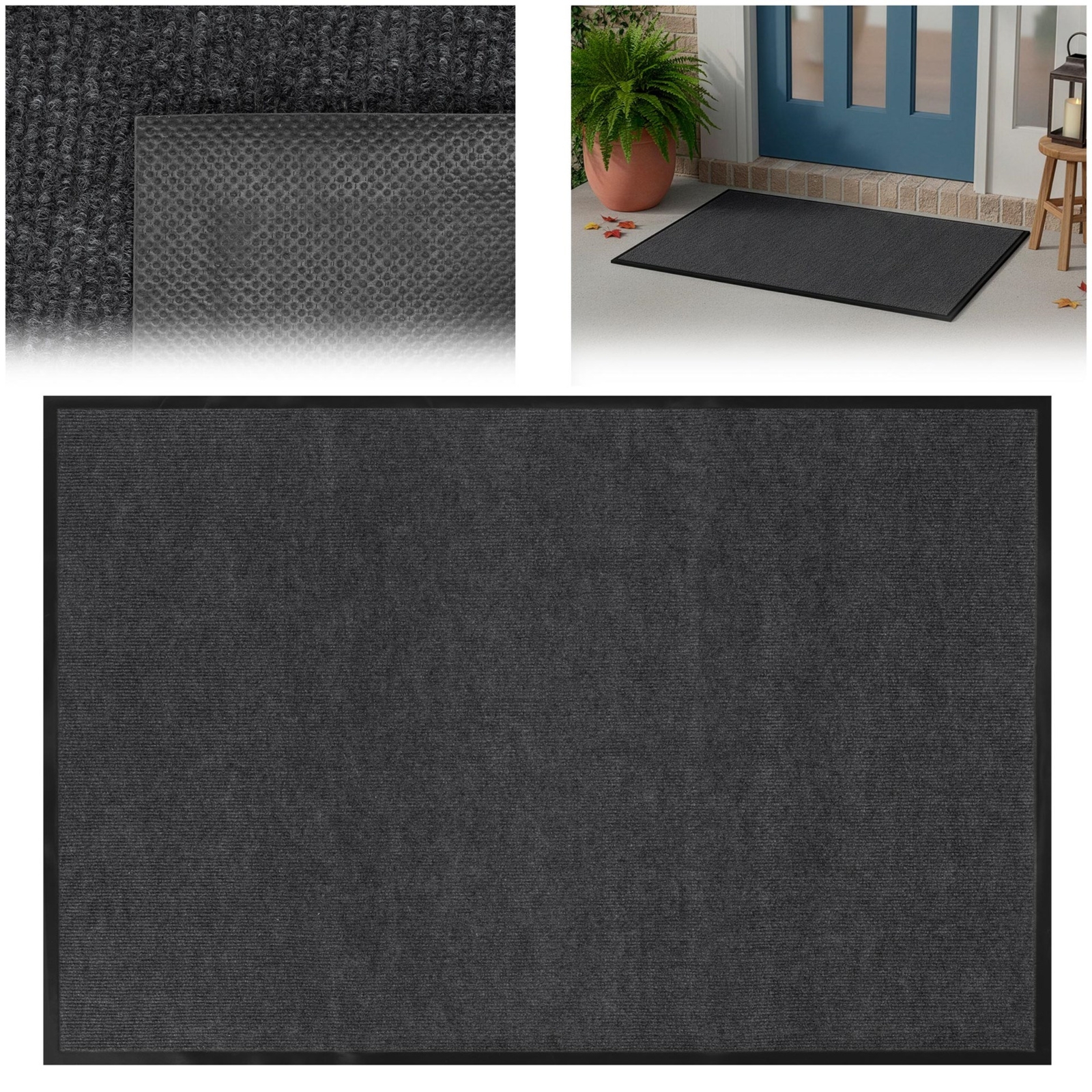 Wycieraczka pod drzwi, mata zewnętrzno-wenętrzna 150x90 czarno-grafitowa