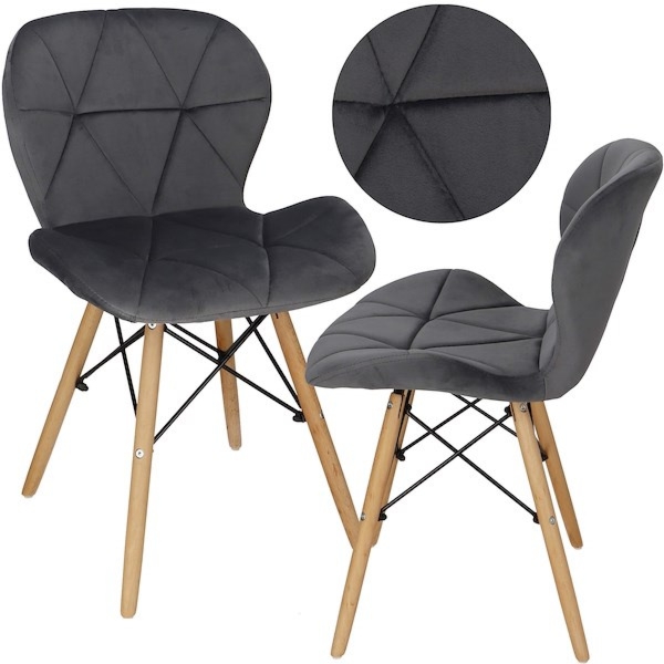 Krzesło Torino tapicerowane do jadalni, kuchni welurowe loft szare