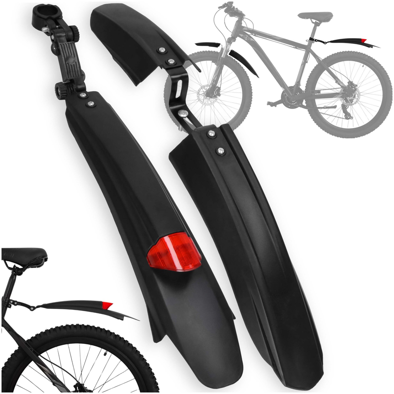 Błotniki rowerowe na przód, tył z odblaskiem, komplet 2 szt. uniwersalne