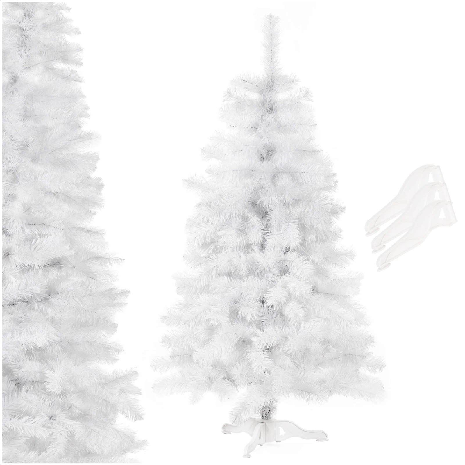 Choinka sztuczna 150 cm biała jodła jak żywa, nowoczesna, ze stojakiem