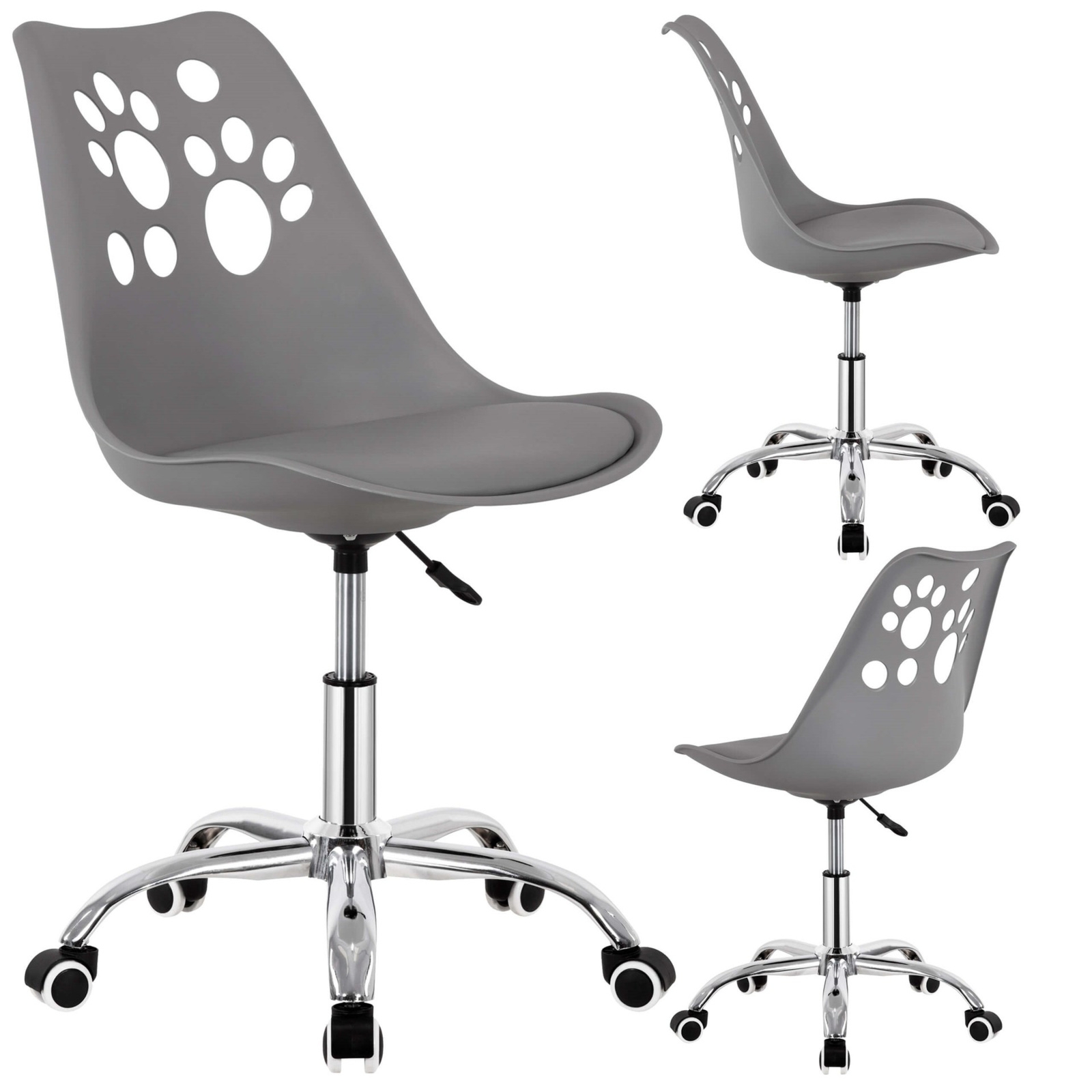 Krzesło obrotowe biurowe ergonomiczny fotel na kółkach dla dzieci szary